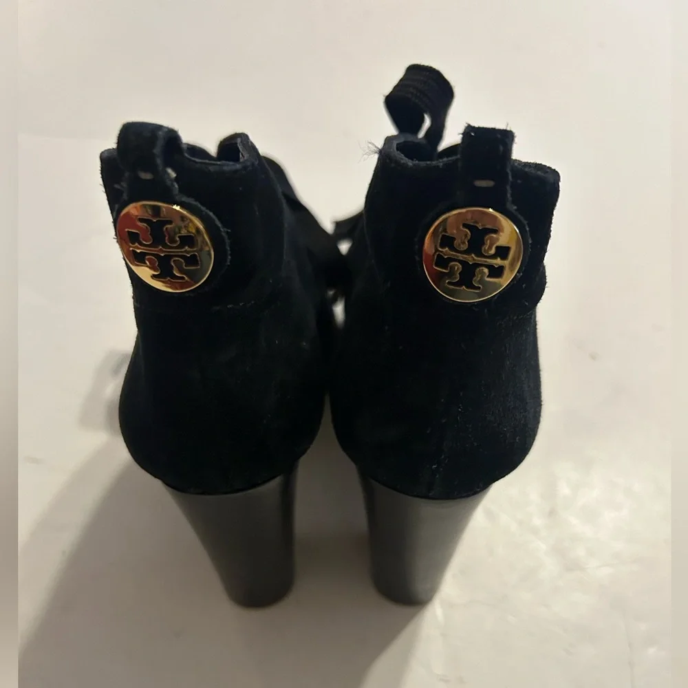 Tory Burch Black Lace Up suede  ankle Boots size 8.5 - Picture 2 of 6